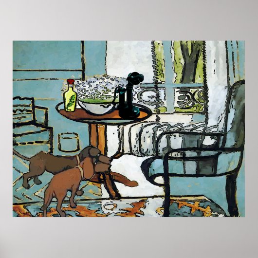 Phone Table, and Dachshunds Matisse Style Poster (Vorne)