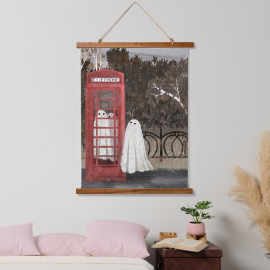 Phonebox Ghosts Wandteppich Mit Holzrahmen (Schlafzimmer)