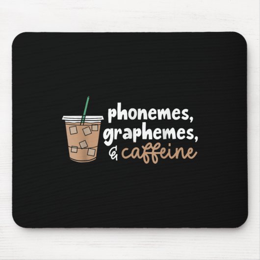 Phoneme Graphemes und Coffein Funny Reading zurück Mousepad (Vorne)