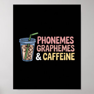 Phoneme Graphemes und Coffein Funny Reading zurück Poster