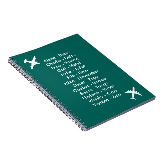 Phonetic Alphabet Airplane Blue Air Cadet Notebook Notizblock (Rechte Seite)