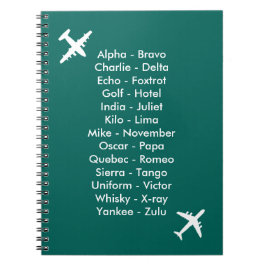Phonetic Alphabet Airplane Blue Air Cadet Notebook Notizblock