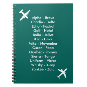 Phonetic Alphabet Airplane Blue Air Cadet Notebook Notizblock