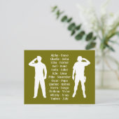 Phonetic Alphabet Army Military Recruit Cadet Postkarte (Stehend Vorderseite)