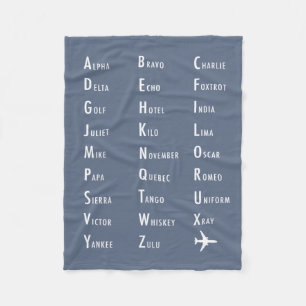 Phonetic Alphabet Aviation Dusk Fleece Blanket