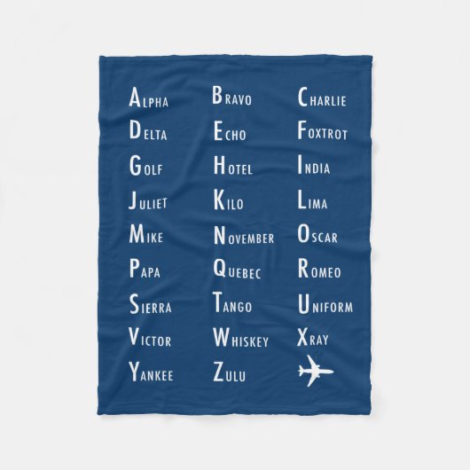 Phonetic Alphabet Aviation Fleece Blanket (Vorderseite)