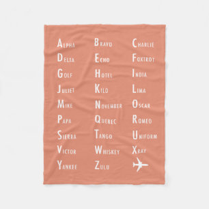 Phonetic Alphabet Aviation Melon Fleece Blanket