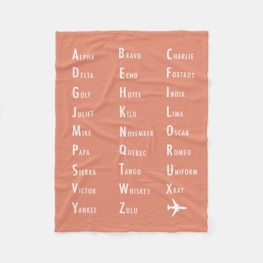 Phonetic Alphabet Aviation Melon Fleece Blanket (Vorderseite)