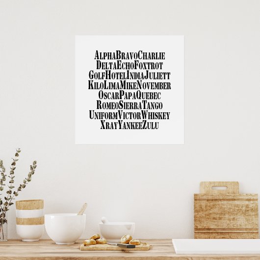 PHONETIC ALPHABET / CODE WORDS POSTER (Küche)