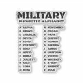 Phonetic Alphabet for the Military Aufkleber (Vorderseite)