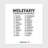 Phonetic Alphabet for the Military Aufkleber (Blatt)