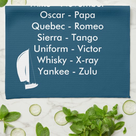 Phonetic Alphabet Ocean Blue Sailing Geschirrtuch (Gefaltet)