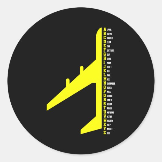 Phonetic Alphabet Pilot Flugzeug Aviator Runder Aufkleber (Vorderseite)
