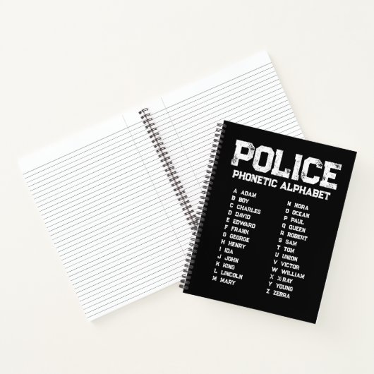 Phonetic Alphabet Police Notebook Adam-Zebra Black Notizblock (Innenseite)