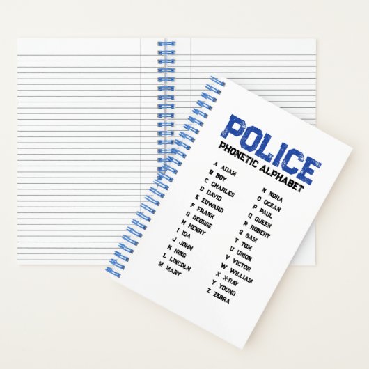 Phonetic Alphabet Police Spiral Notebook Blue Notizblock (Innen)