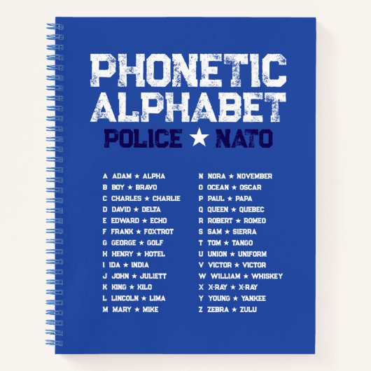 Phonetic Alphabet Polizei ★ NATO — Blaue Spirale Notizblock (Vorderseite)