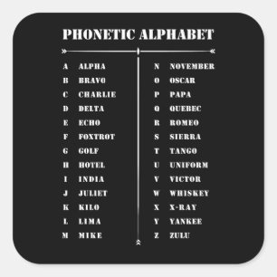 Phonetic Alphabet Quadratischer Aufkleber