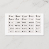 Phonetic Alphabet Quick Reference Card, At-a-Glanc Visitenkarte (Vorderseite)