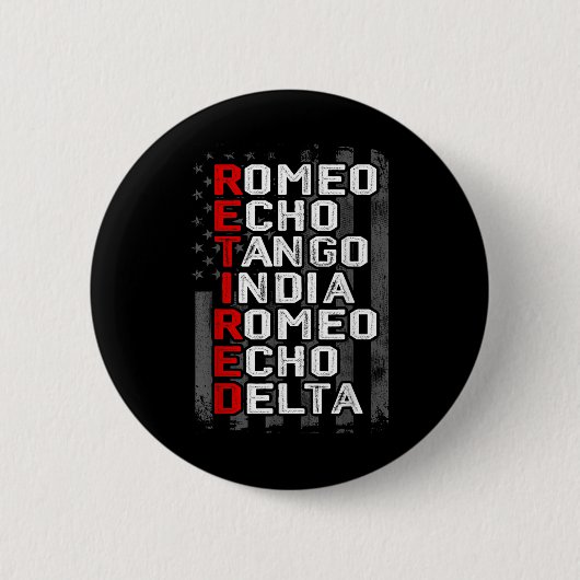 Phonetic Alphabet Remüde Veteran American Flag Mi Button (Vorderseite)