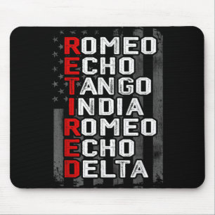 Phonetic Alphabet Remüde Veteran American Flag Mi Mousepad