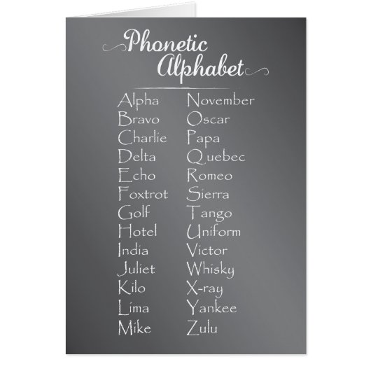 Phonetic Alphabet Trainee Cadet oder Teacher Chalk (Vorne)