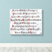 Phonetische Alphabet-Leinwand, Aviation Zuhause Ge Leinwanddruck (Insitu (Holzboden))