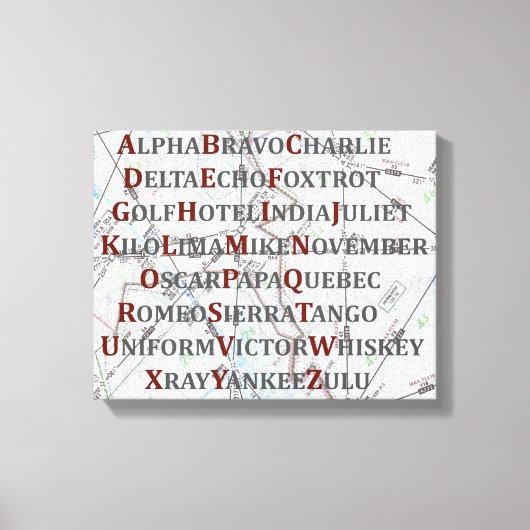 Phonetische Alphabet-Leinwand, Aviation Zuhause Ge Leinwanddruck (Vorderseite)