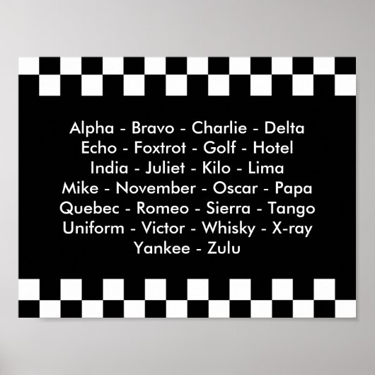 Phonetische Alphabet Lektion Polizeifunk Poster (Vorne)
