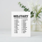 Phonetische Alphabet-Militärische Worte Postkarte (Stehend Vorderseite)