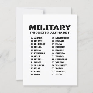 Phonetische Alphabet-Militärische Worte Postkarte