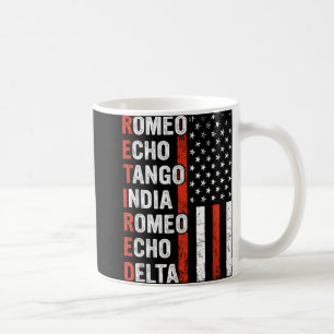 Phonetische Alphabet-Ruheständlerin Kaffeetasse