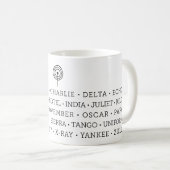 Phonetische Alphabet-Tasse Kaffeetasse (VorderseiteRechts)