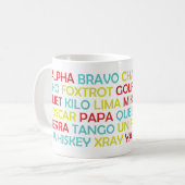 Phonetische Alphabet-Tasse Kaffeetasse (Vorderseite Links)