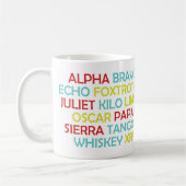 Phonetische Alphabet-Tasse Kaffeetasse (Links)