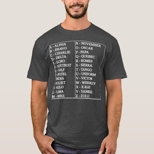 Phonetische Alphabetsprache T-Shirt (Vorderseite)