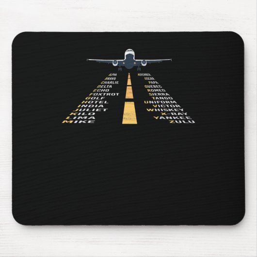 Phonetische Aphabet Pilot Kaddet Flugzeug Geschenk Mousepad (Vorne)