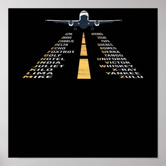 Phonetische Aphabet Pilot Kaddet Flugzeug Geschenk Poster (Vorne)