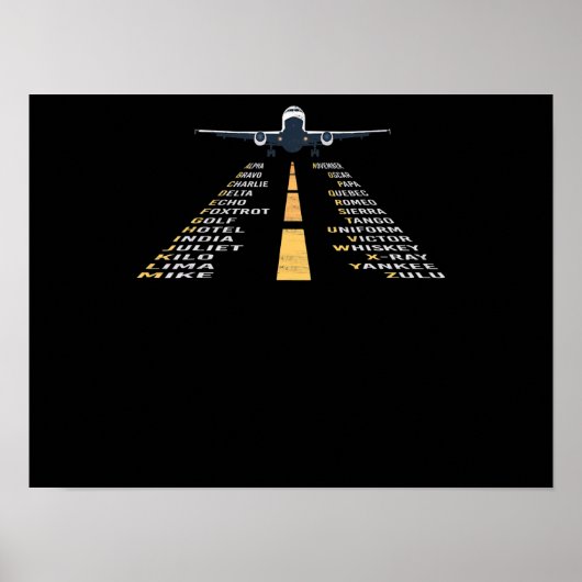 Phonetische Aphabet Pilot Kaddet Flugzeug Geschenk Poster (Vorne)