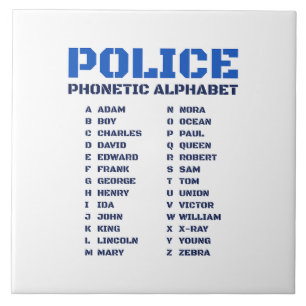 Phonetisches A bis Z Alphabet für Polizeibeamte Fliese