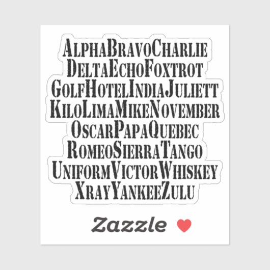 PHONETISCHES ALPHABET / CODEWORTE AUFKLEBER (Blatt)