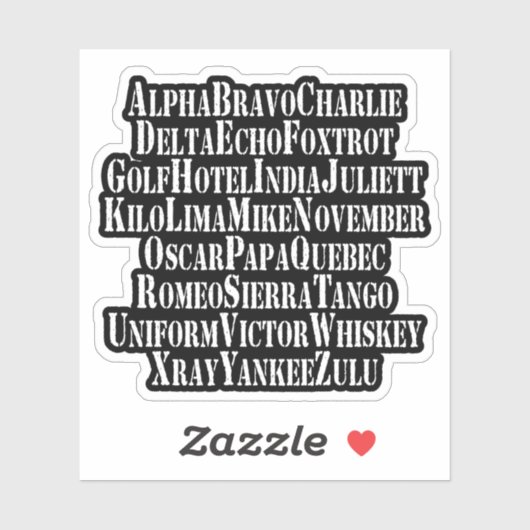 PHONETISCHES ALPHABET / CODEWORTE AUFKLEBER (Blatt)