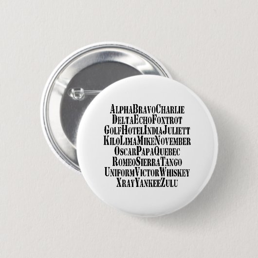 PHONETISCHES ALPHABET / CODEWORTE BUTTON (Vorne & Hinten)