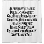 PHONETISCHES ALPHABET / CODEWORTE DUSCHVORHANG (Vorderseite)