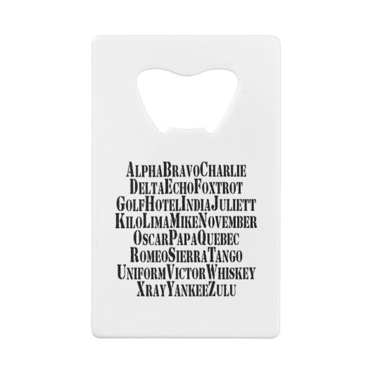 PHONETISCHES ALPHABET / CODEWORTE GELDBEUTEL FLASCHENÖFFNER (Rückseite)