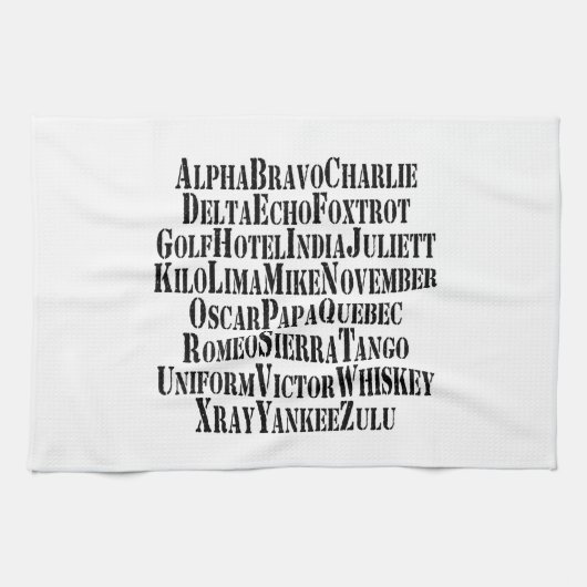 PHONETISCHES ALPHABET / CODEWORTE GESCHIRRTUCH (Horizontal)