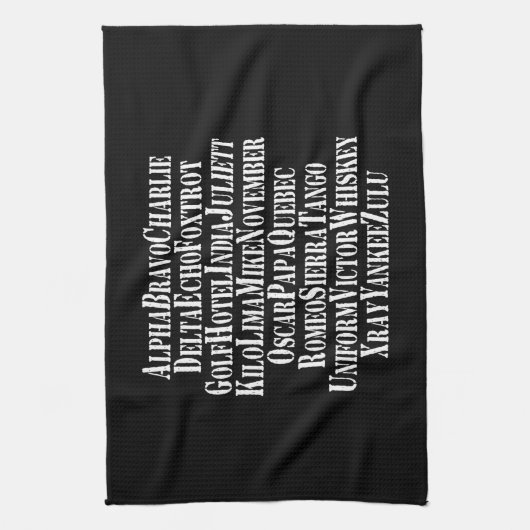 PHONETISCHES ALPHABET / CODEWORTE GESCHIRRTUCH (Vertikal)