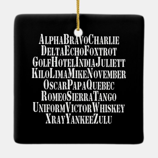 PHONETISCHES ALPHABET / CODEWORTE KERAMIKORNAMENT (Rückseite)