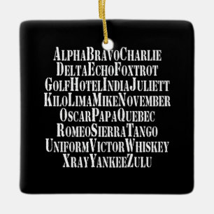 PHONETISCHES ALPHABET / CODEWORTE KERAMIKORNAMENT
