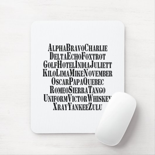PHONETISCHES ALPHABET / CODEWORTE MOUSEPAD (Mit Mouse)