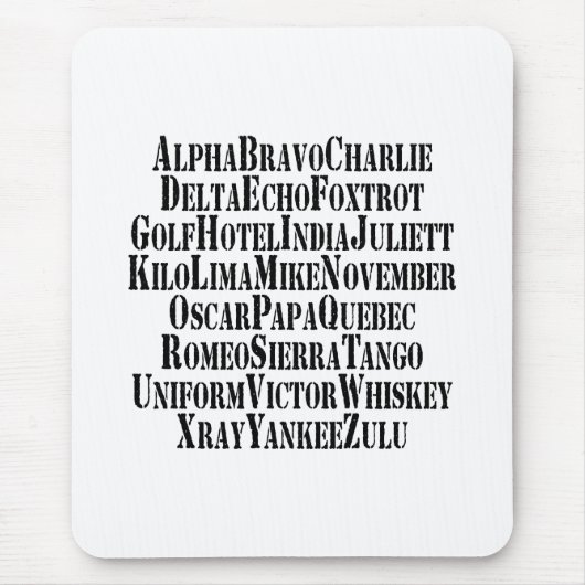 PHONETISCHES ALPHABET / CODEWORTE MOUSEPAD (Vorne)